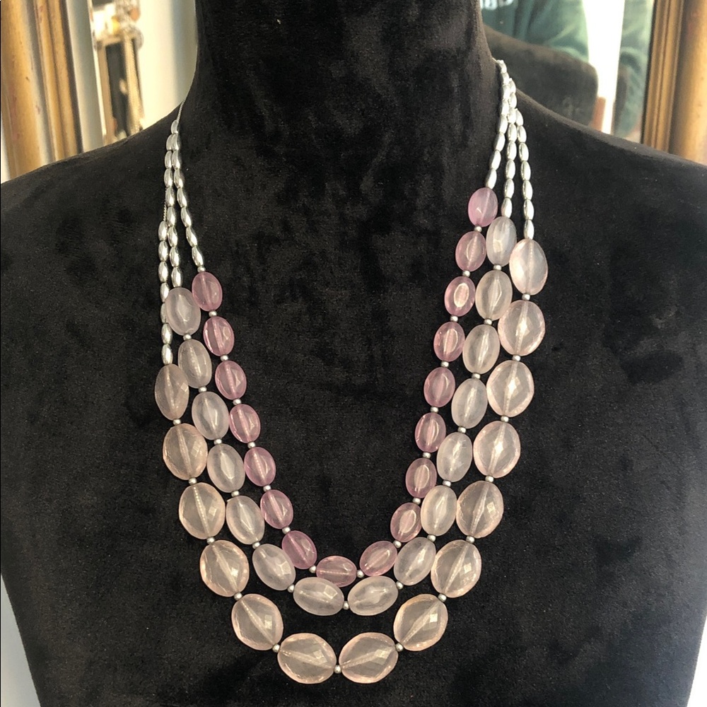 Multi-Strand Pink and Lavender Bead Necklace - Women Jewelry